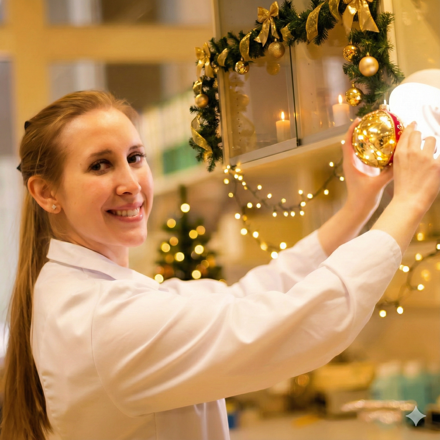 Dr. Katrin Wallner im Labor zu Weihnachten